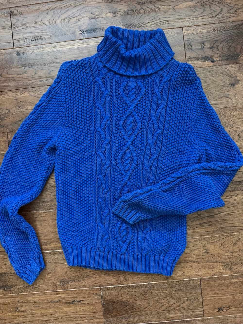 ralph lauren Fisherman’s Cable Knit Turtleneck Sweater Royal Blue 💯 Cotton Xl